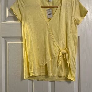 J. Crew Yellow Wrap Top
